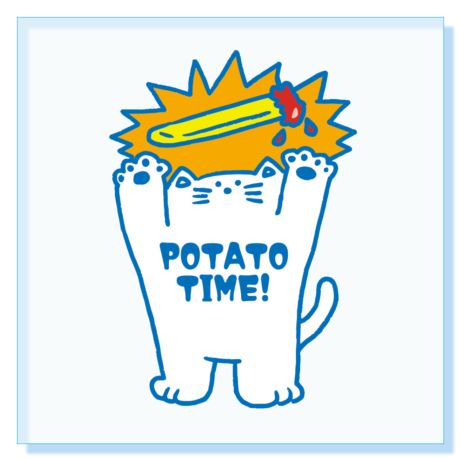 POTATO TIME! 〜フライドポテトとネコの運命の出会い〜 アクリルブロック (100 x 100mm)
