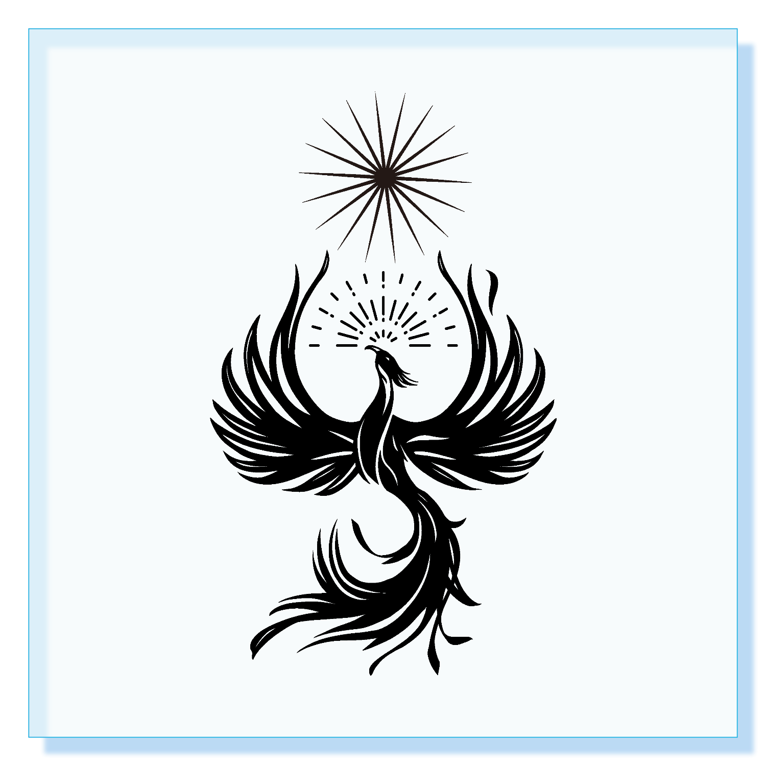 不死鳥と光のシンプルシルエットマーク アクリルブロック (100 x 100mm)