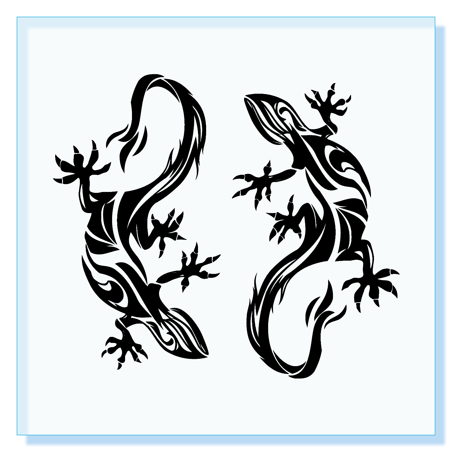 サラマンダーのアートシルエット アクリルブロック (100 x 100mm)