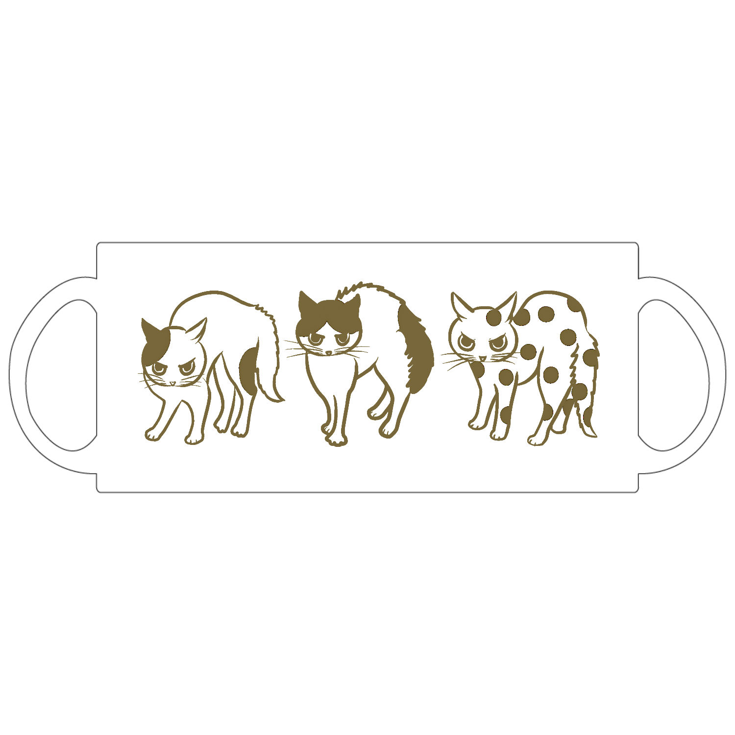 やんのかポーズの3にゃん定番マグカップの商品購入ページ