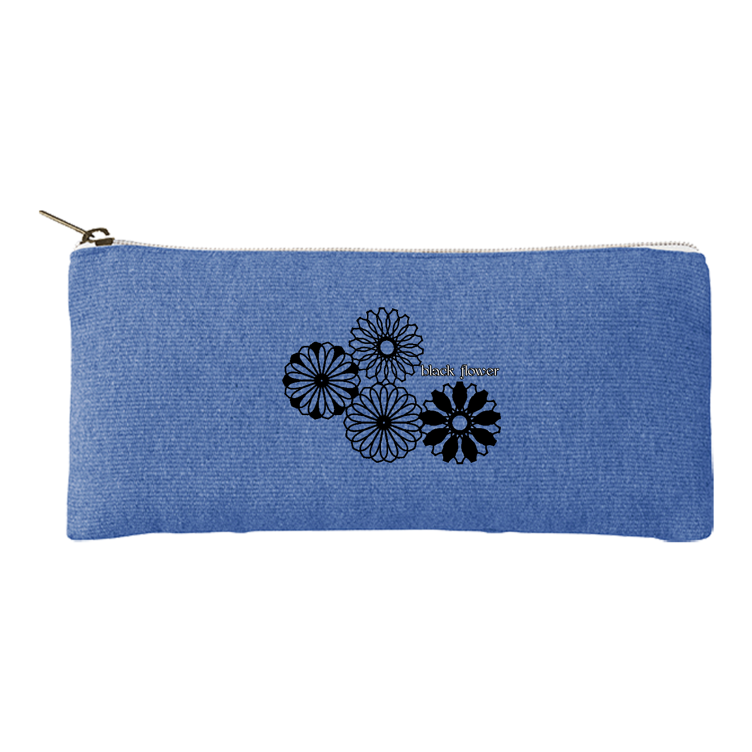 ブラックフラワー シャンブリックキャンバスフラットポーチ ロング