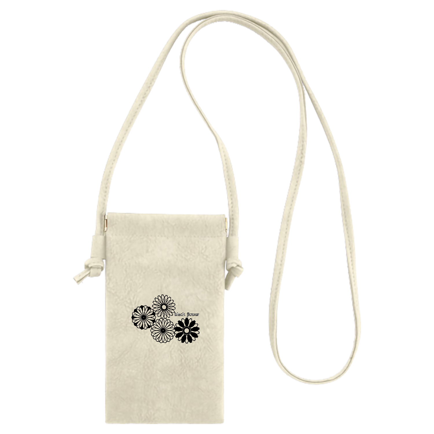 ブラックフラワー イージーオープンスマホネックポーチ