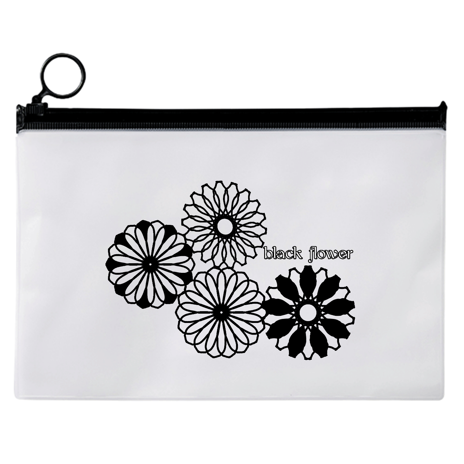 ブラックフラワー EVAクリアポーチ（M）