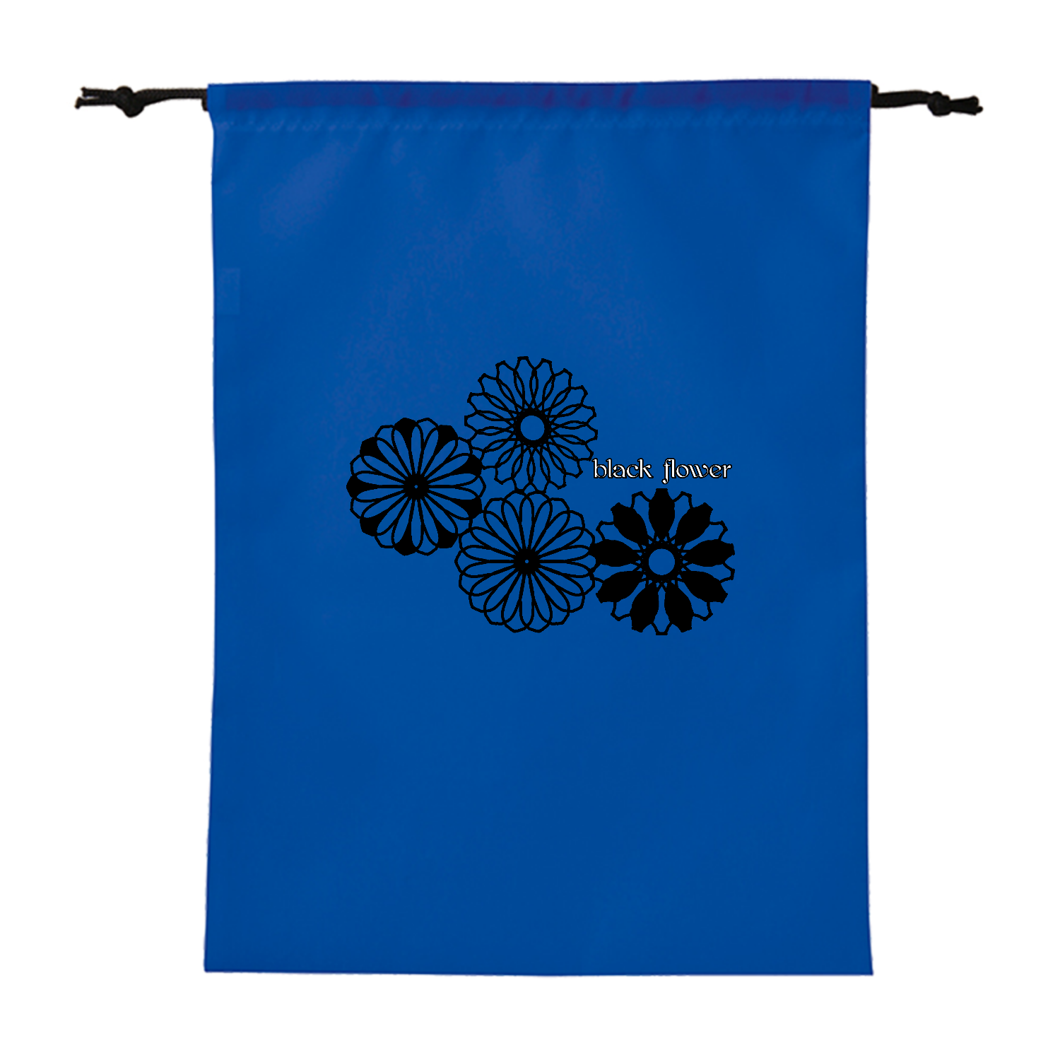 ブラックフラワー ポリ巾着（L）