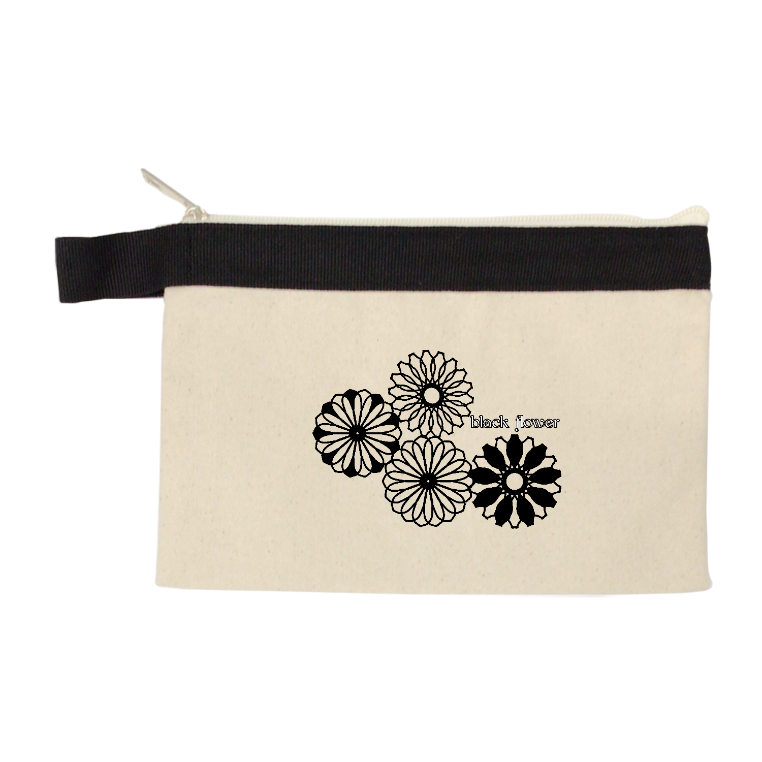 ブラックフラワー キャンバスベルトストラップポーチ（S）
