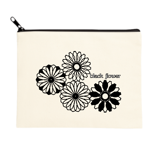 ブラックフラワー キャンバスポーチ（Ｍ）