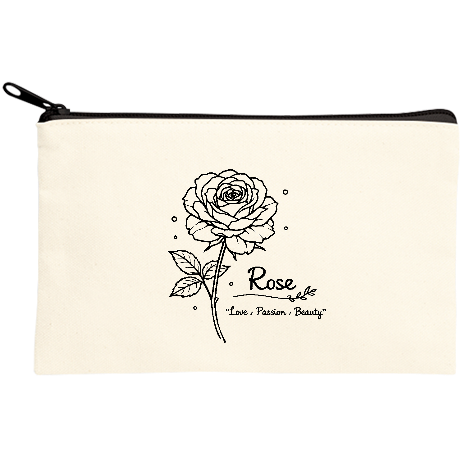 薔薇・Rose【花言葉・愛・情熱・美】 キャンバスポーチ(S)【白プリント有】