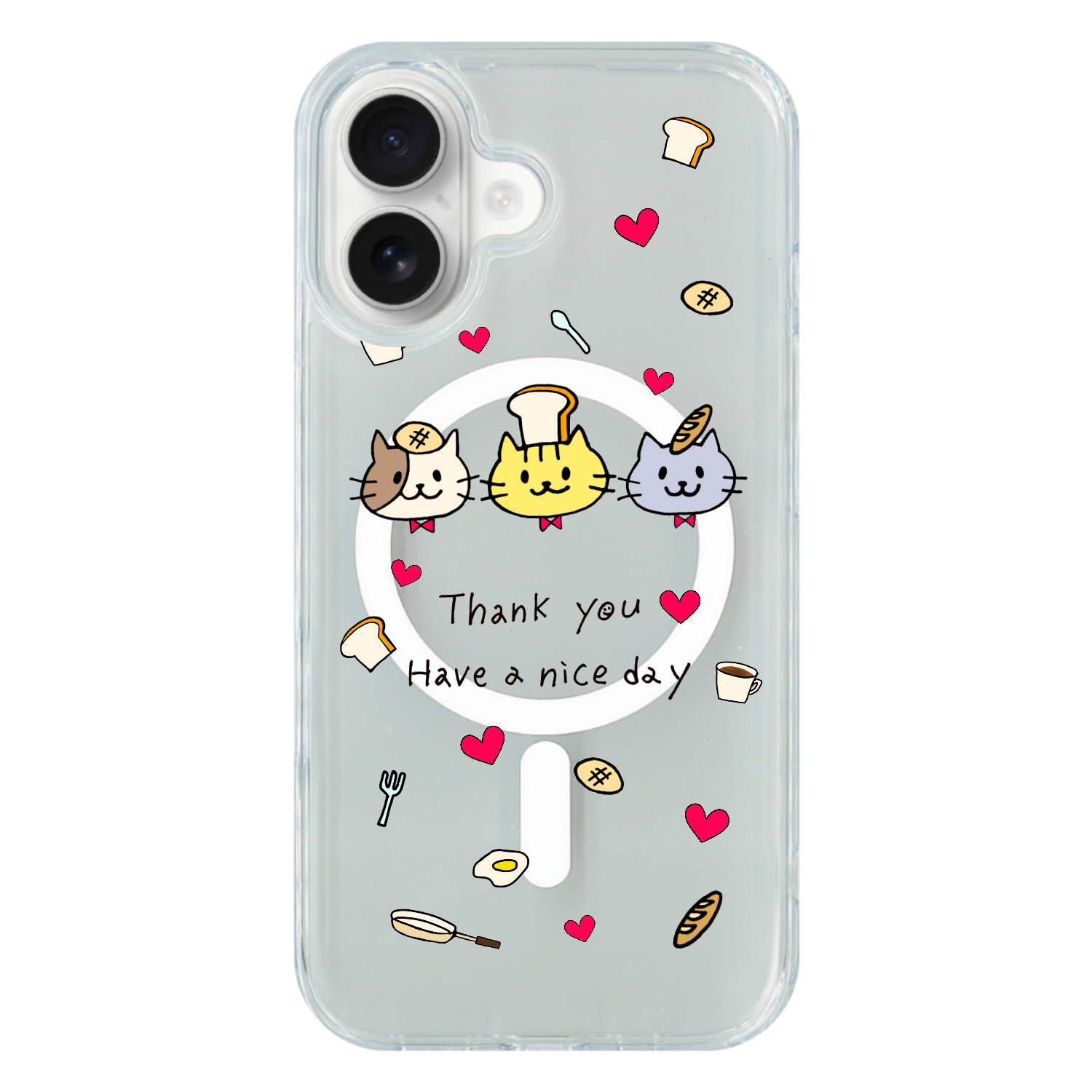 ねこパントリオ スマホケースiPhone16 MagSafe対応 耐衝撃クリアケース