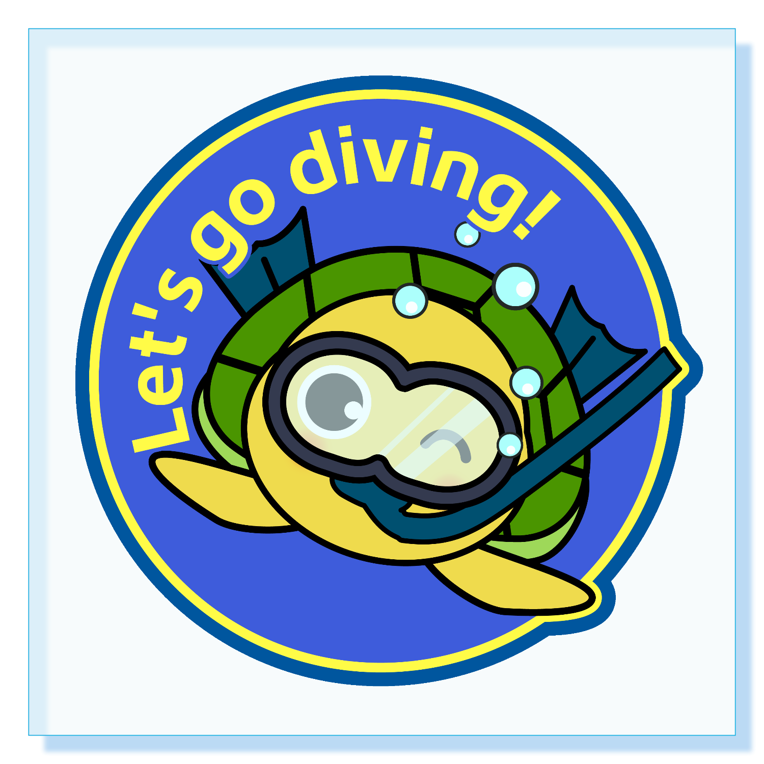 亀ダイビング アクリルブロック (100 x 100mm)