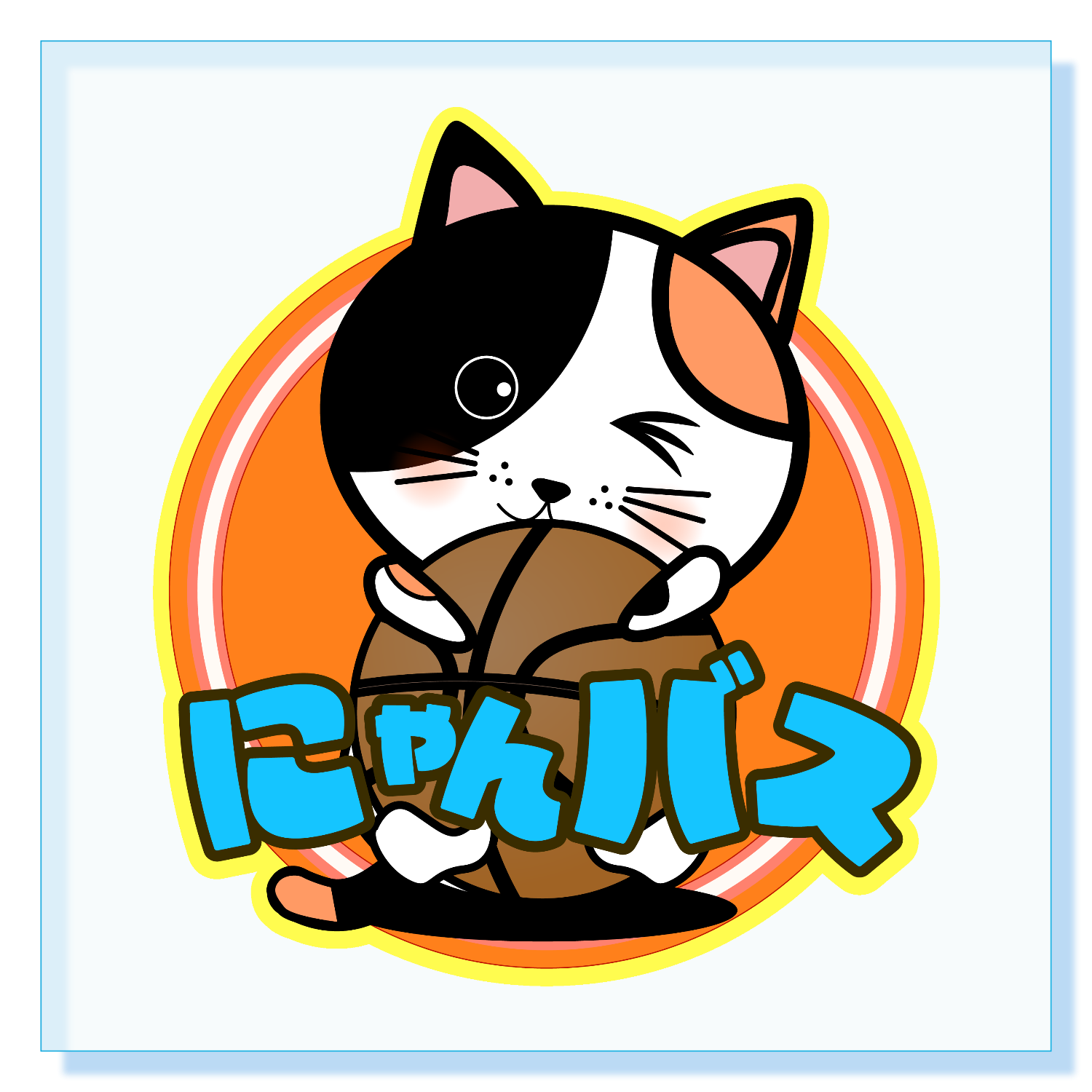 三毛猫バスケ アクリルブロック (100 x 100mm)