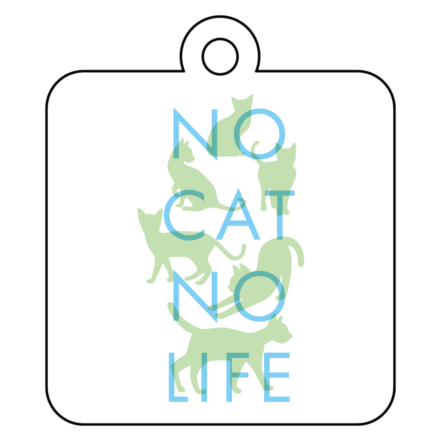 NO CAT NO LIFE  4 アクリルキーホルダー　四角型 (4cm)