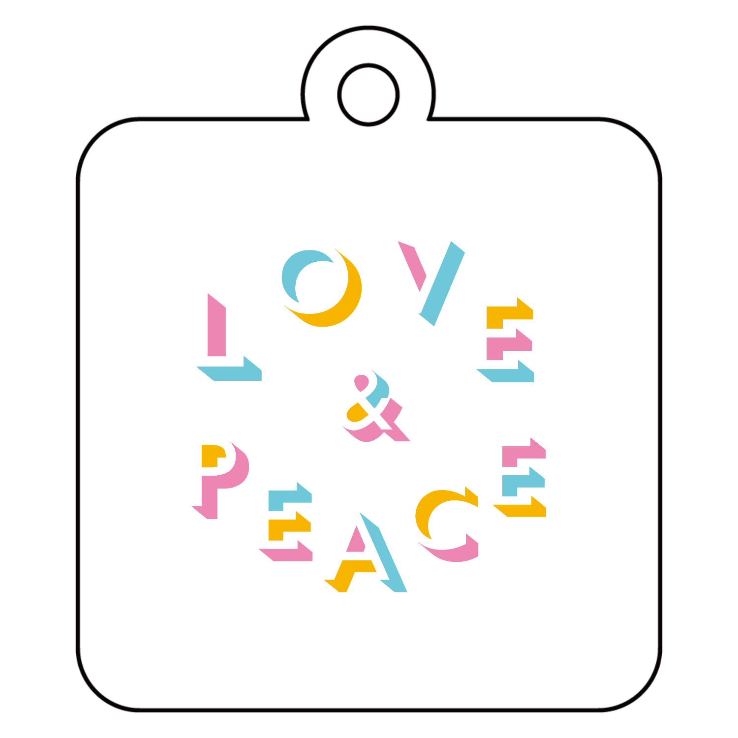 Love & Peace アクリルキーホルダー　四角型 (4cm)