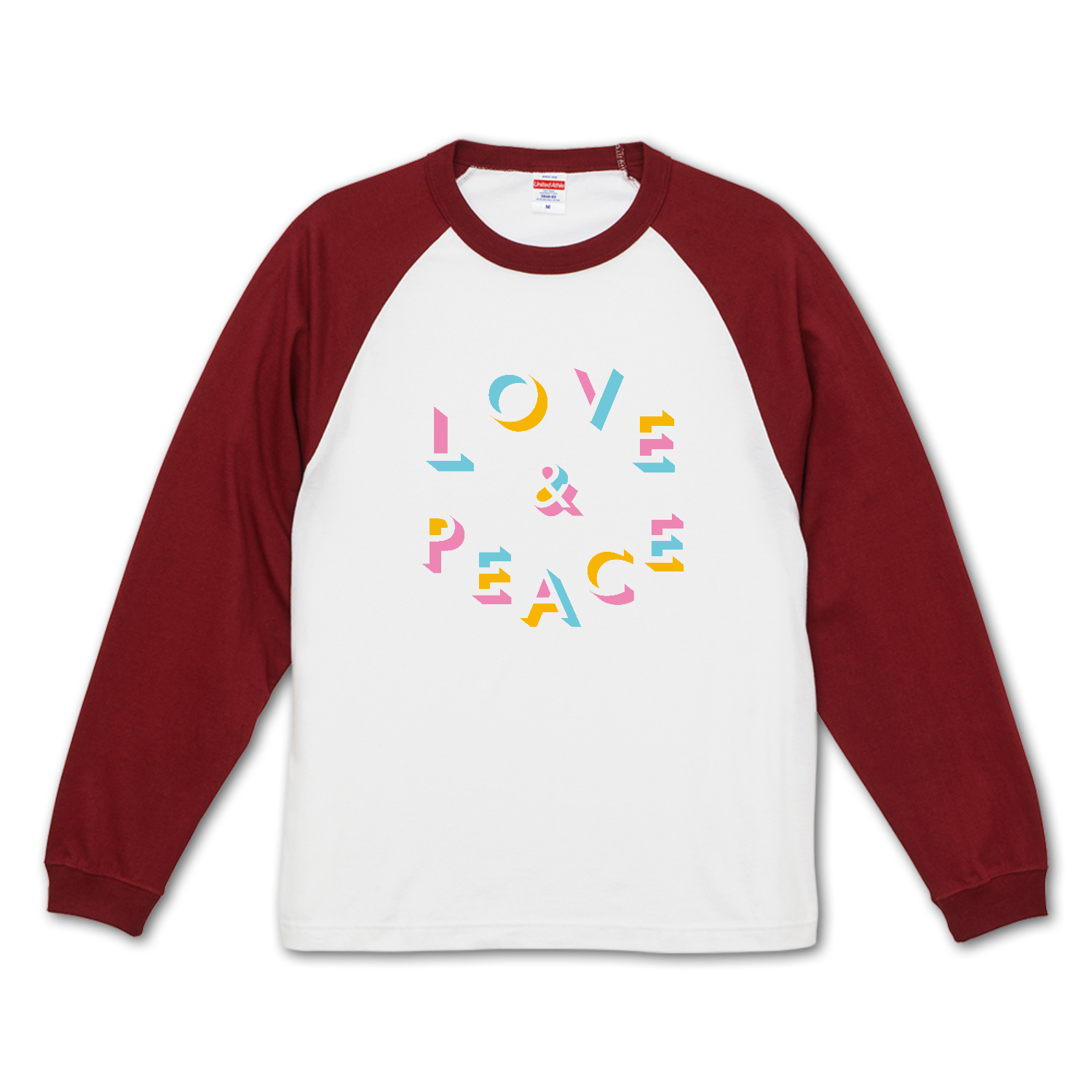 Love & Peace ラグランロングスリーブTシャツ（1.6インチリブ）