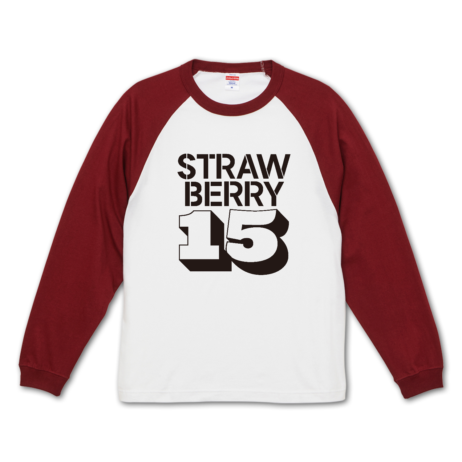 STRAWBERRY 15・イチゴ大好き ラグランロングスリーブTシャツ（1.6インチリブ）