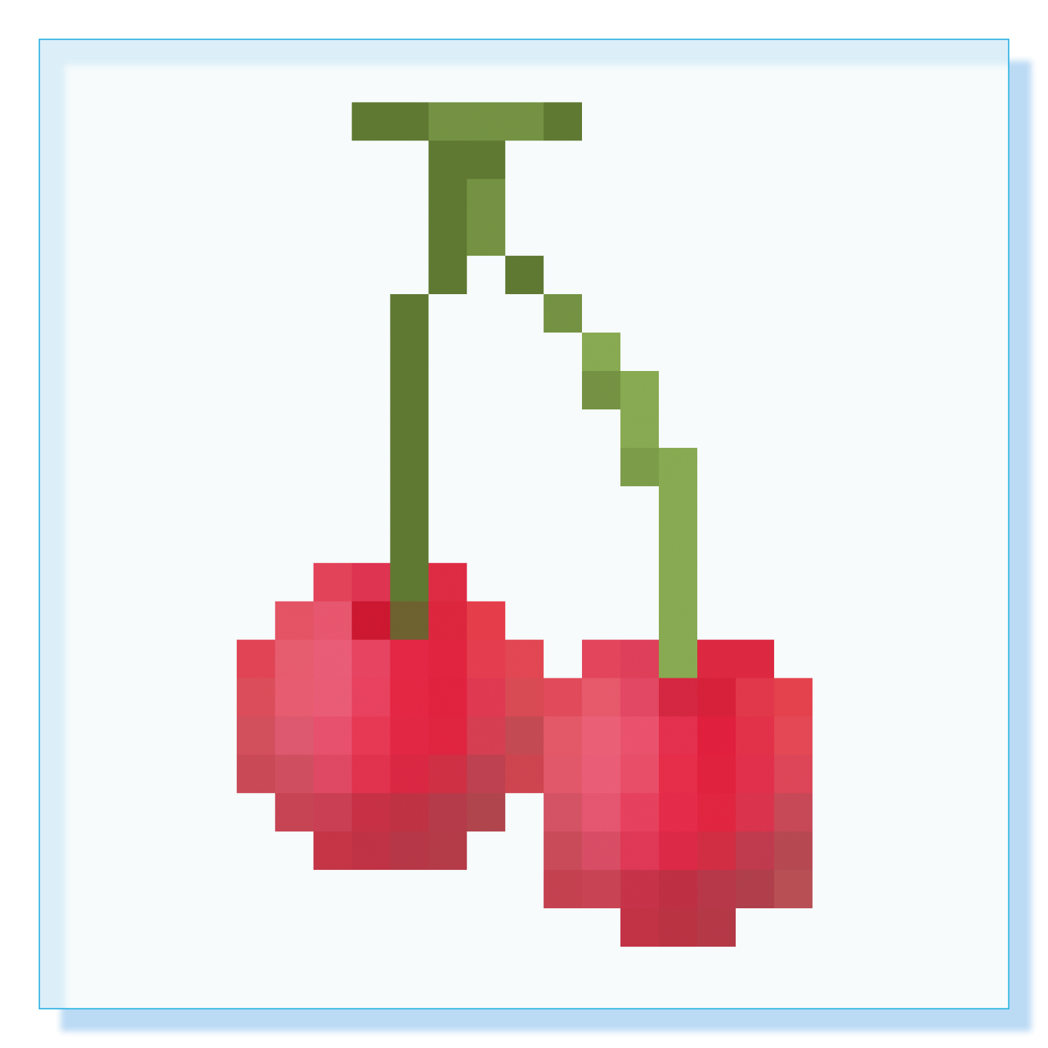 チェリーのピクセルアートイラスト アクリルブロック (100 x 100mm)