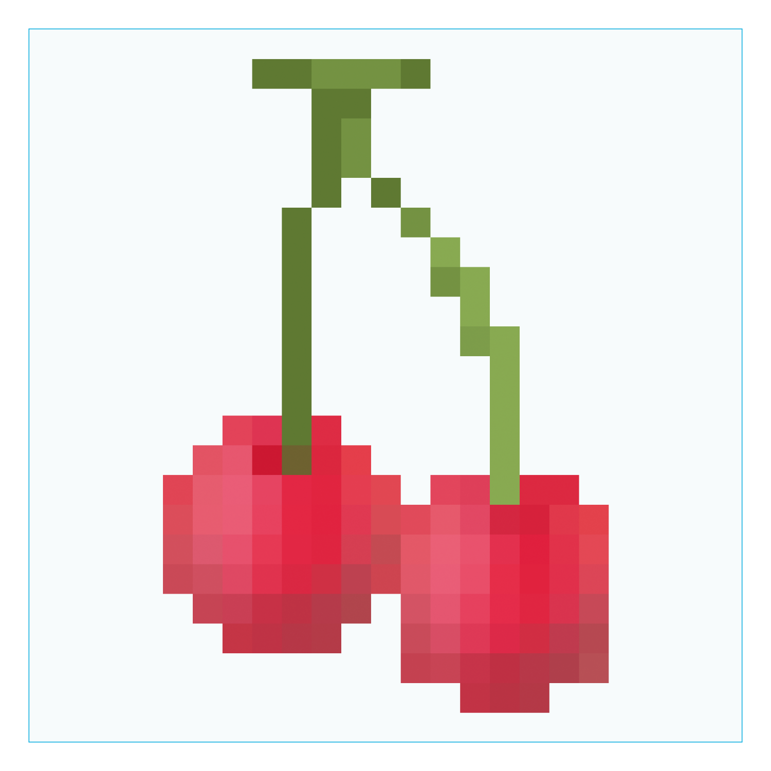 チェリーのピクセルアートイラスト ダイカットアクリルキーホルダー(6×6cm)