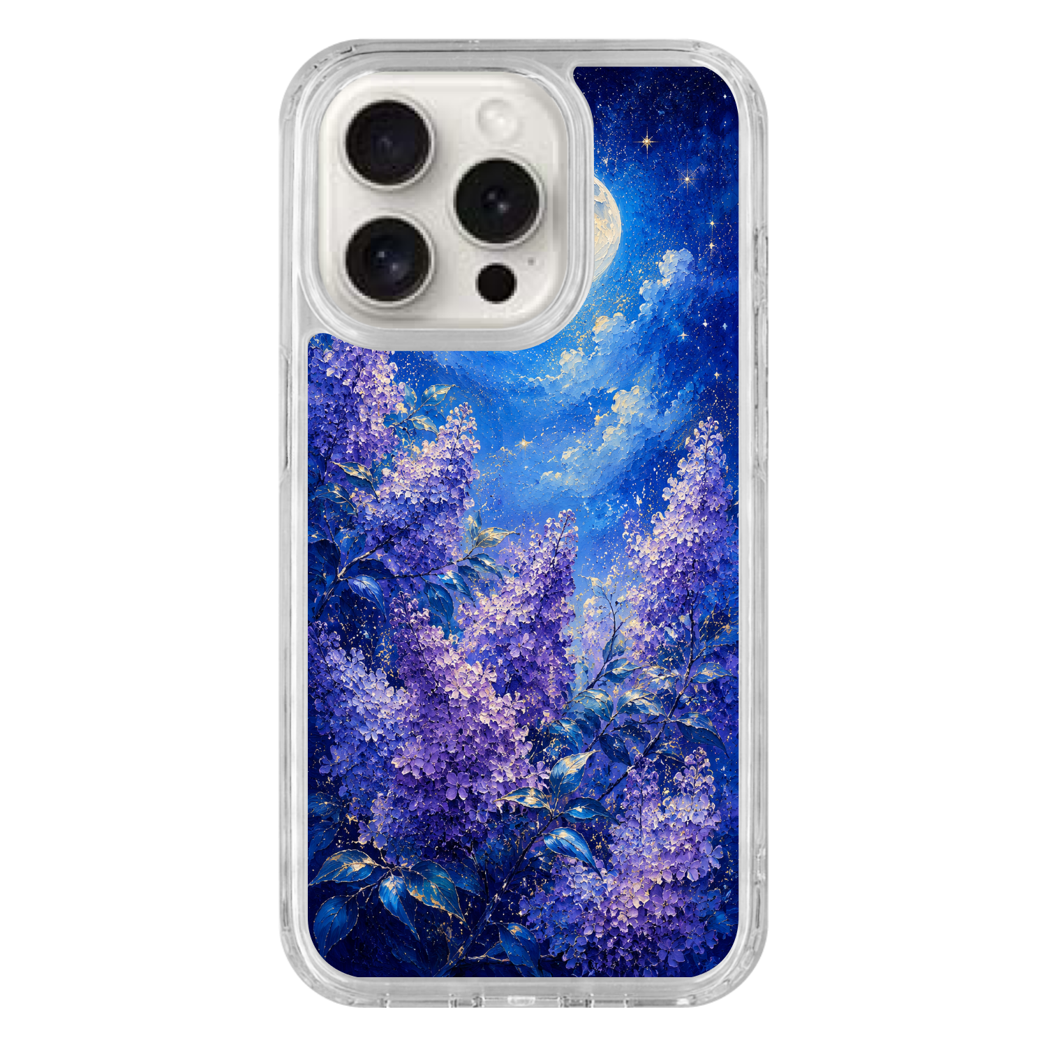 DEMUI iPhone16pro ケース ライラック 月夜に咲くライラック ～Moonlit Lilac～iPhone16Pro MagSafe対応 耐