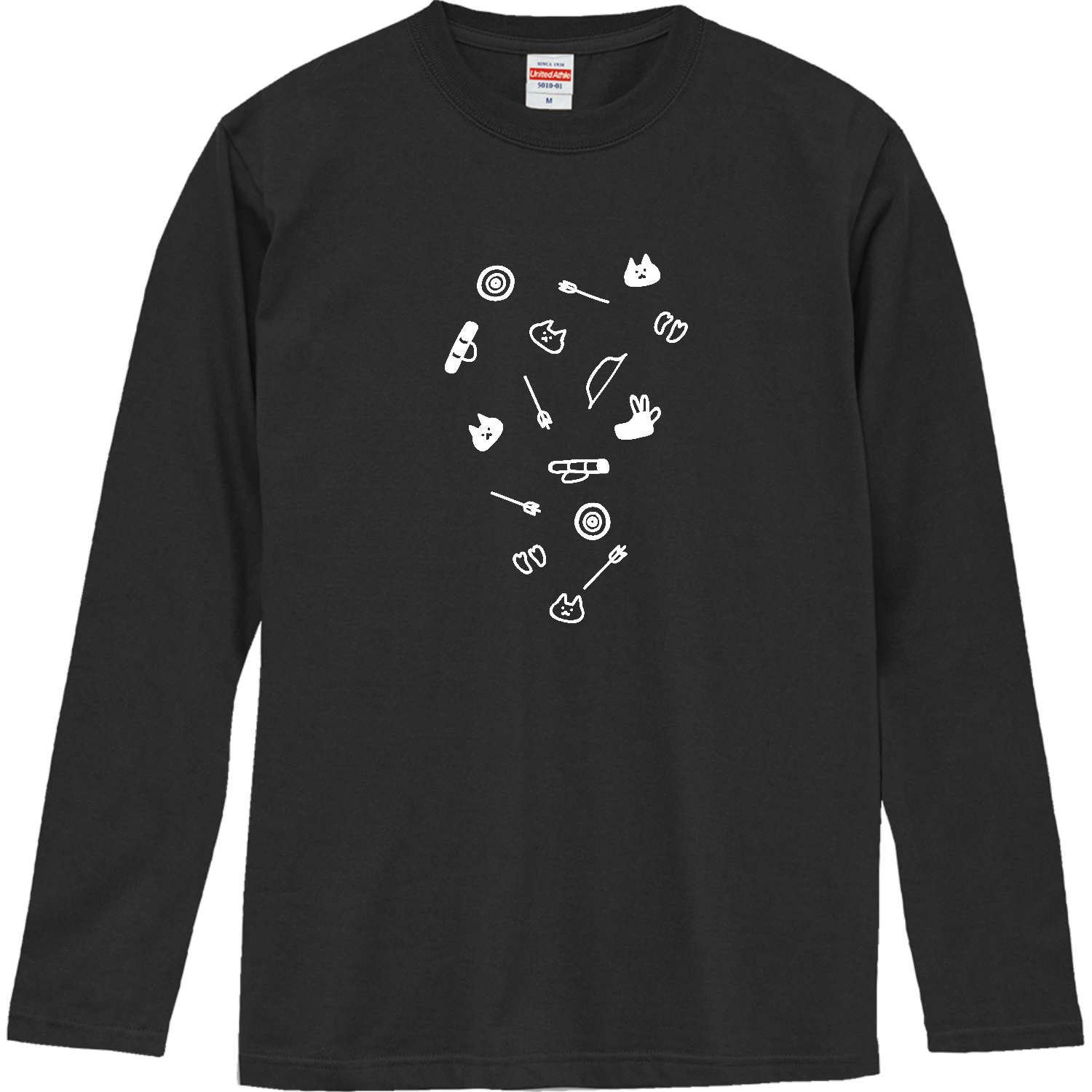 弓道　・モノクロ弓道・白ver. ロングスリーブTシャツ