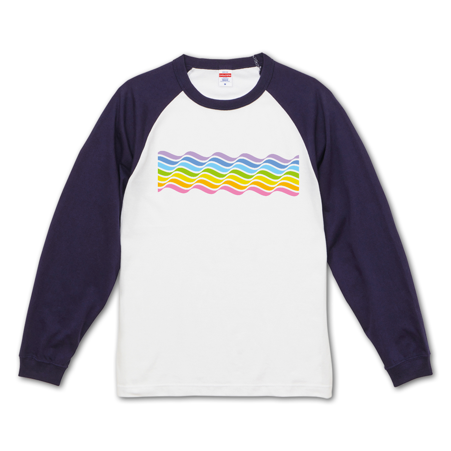 Rainbow wave・虹波 2 ラグランロングスリーブTシャツ（1.6インチリブ）