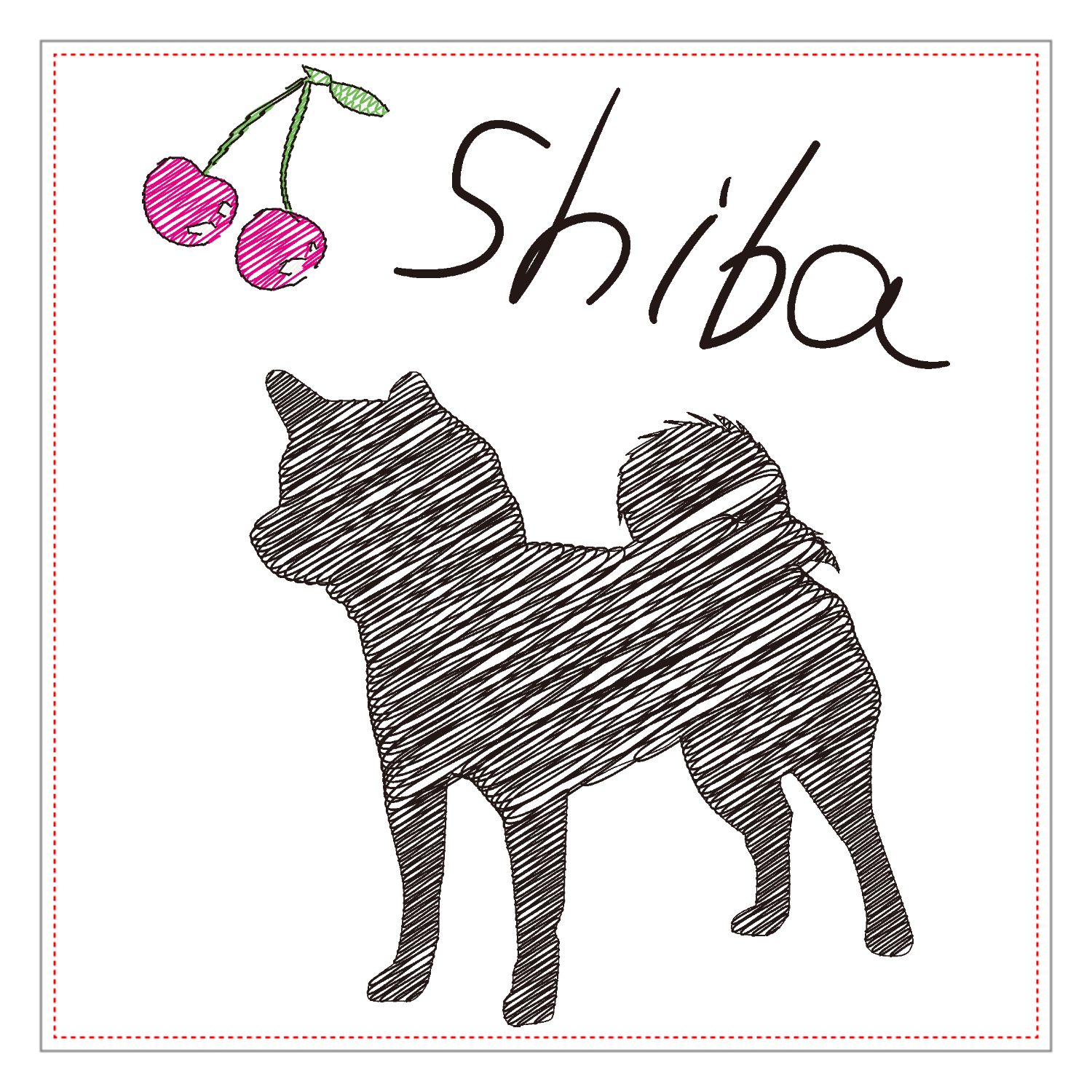 柴犬ラフ画アートアクリルブロック1
