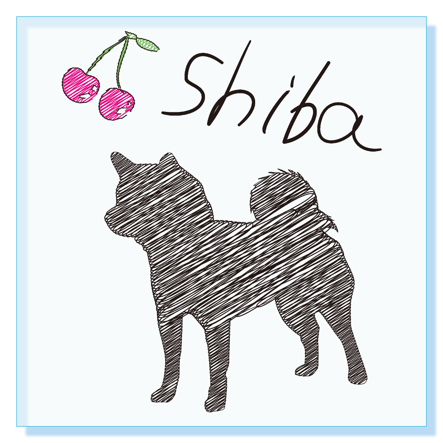 柴犬ラフ画アート アクリルブロック (100 x 100mm)