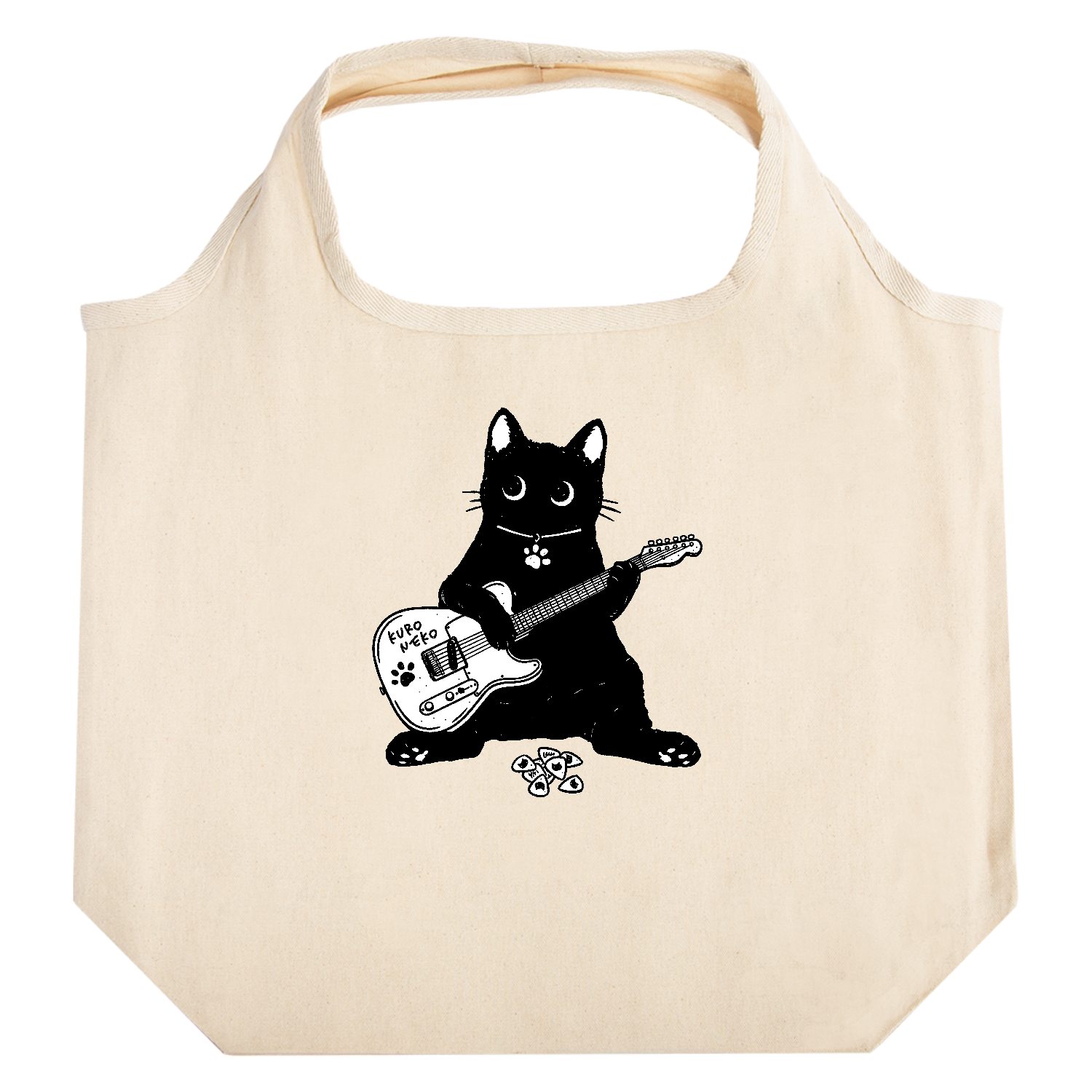 黒猫くん ギター type01 BK Tシャツ｜qroovy - オリラボマーケット