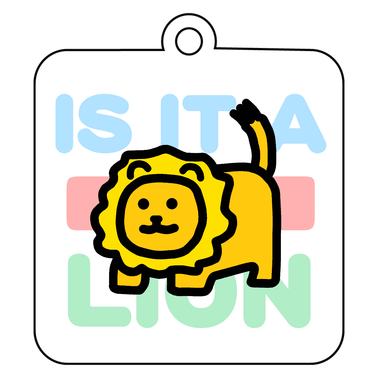 ライオン（カラフル） アクリルキーホルダー　四角型 (6cm)