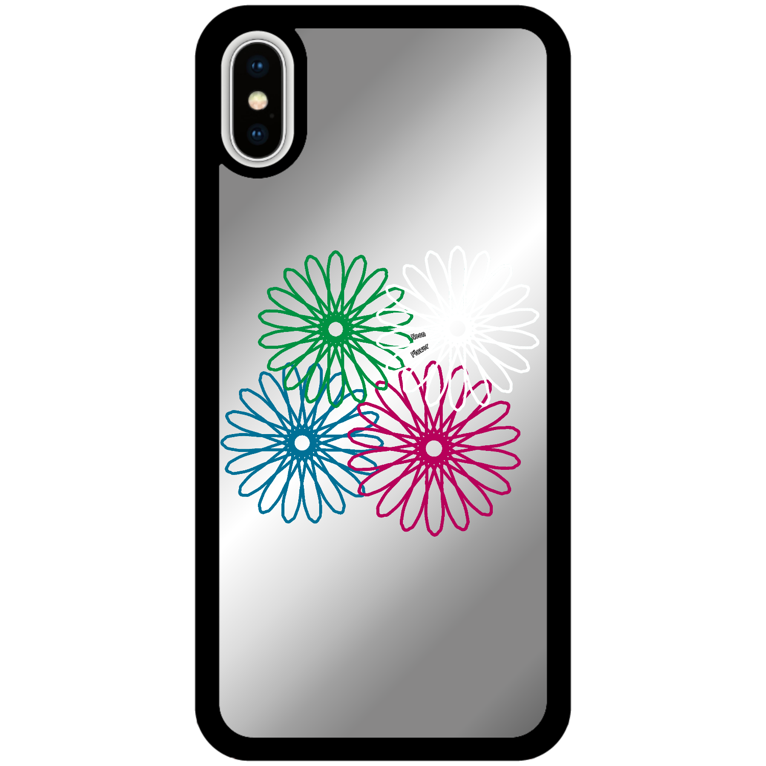 ネオンフラワーiPhoneX/Xsミラーパネルケース1