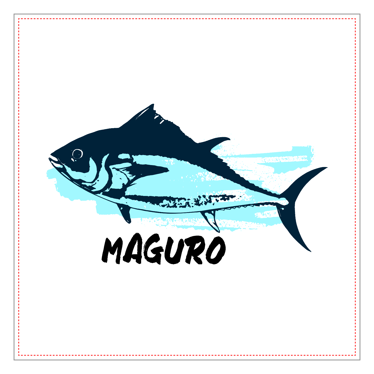 マグロの墨絵和風アートアクリルブロック1