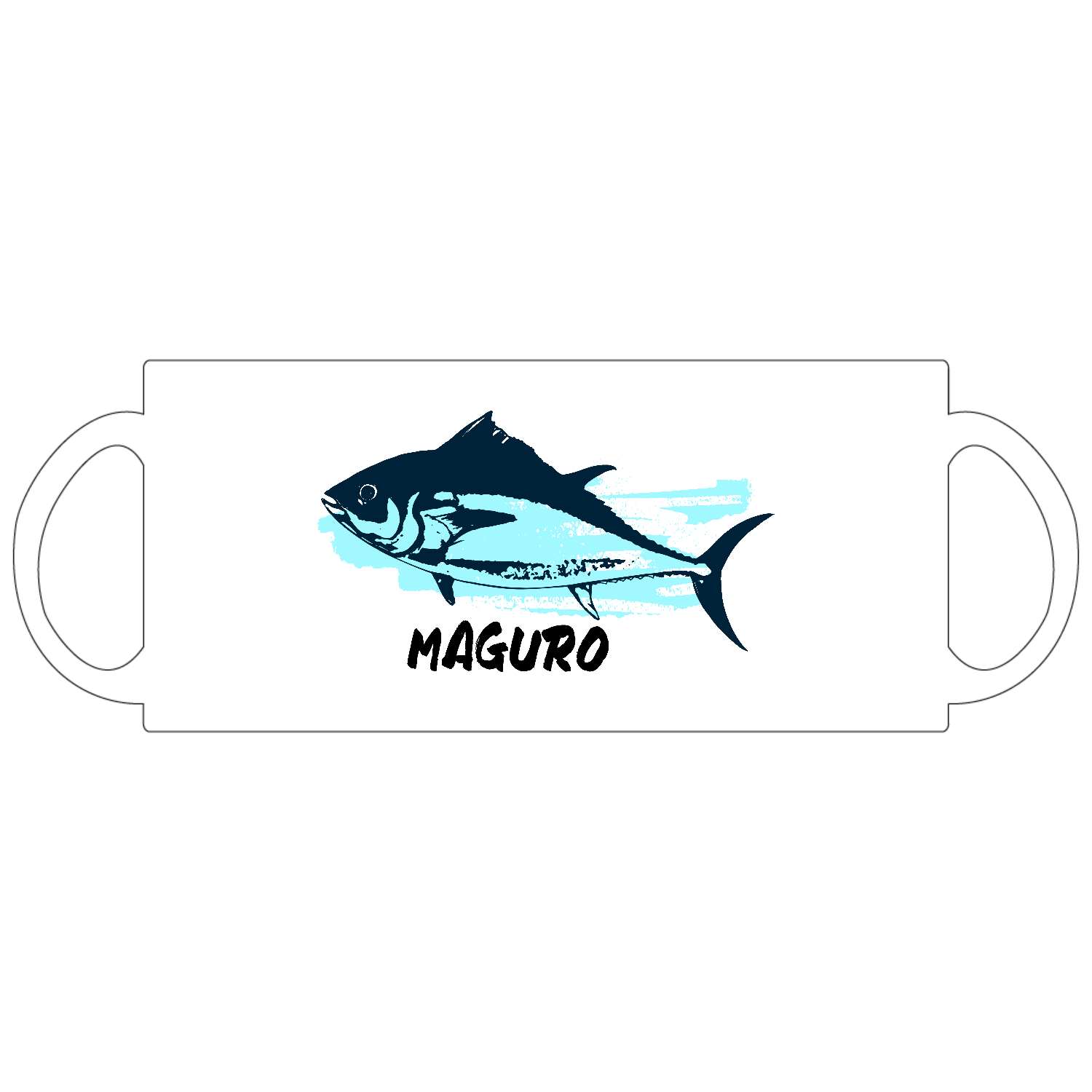 マグロの墨絵和風アート定番マグカップ1