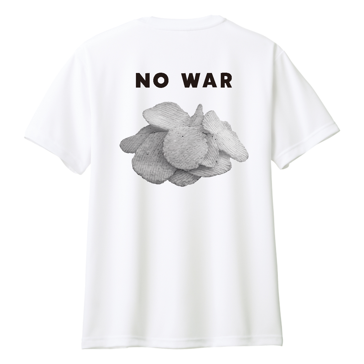 【背面】NO WAR・白黒ポテチ【ポテトチップス・白黒パッケージ】 ドライＴシャツ
