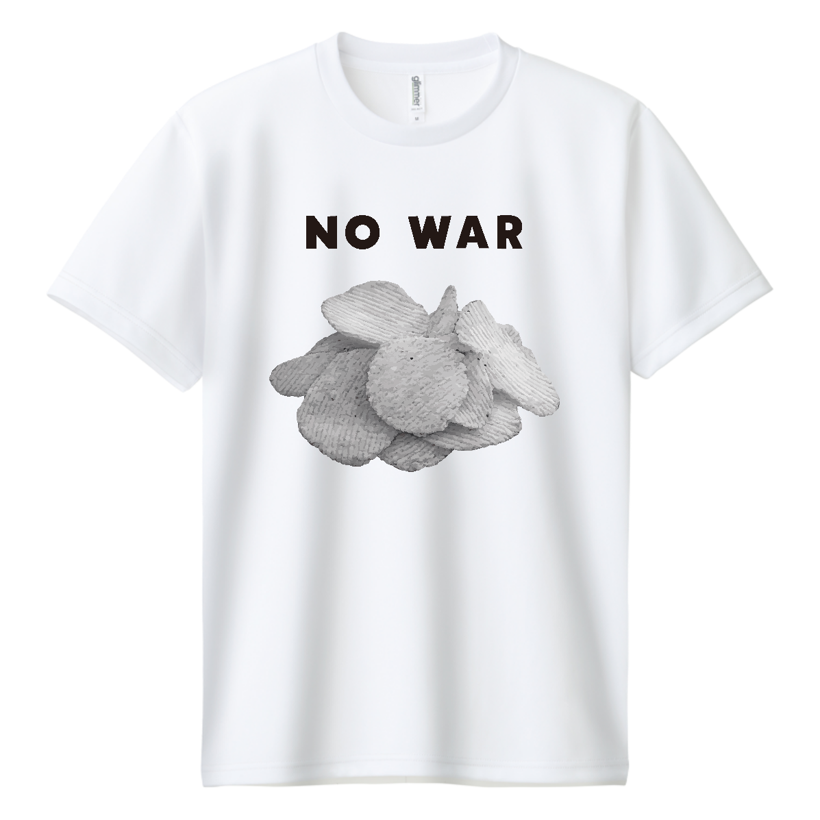 白黒ポテチ・NO WAR【ポテトチップス・白黒パッケージ・ナフサ不足・節約】 ドライＴシャツ
