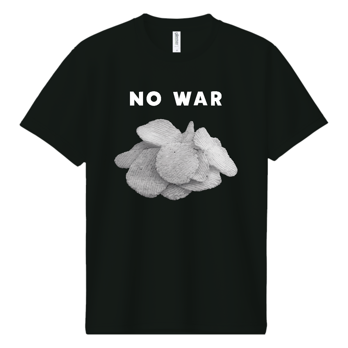 白黒ポテトチップス・NO WAR【ポテチ・白黒パッケージ・ナフサ・節約】 ドライＴシャツ