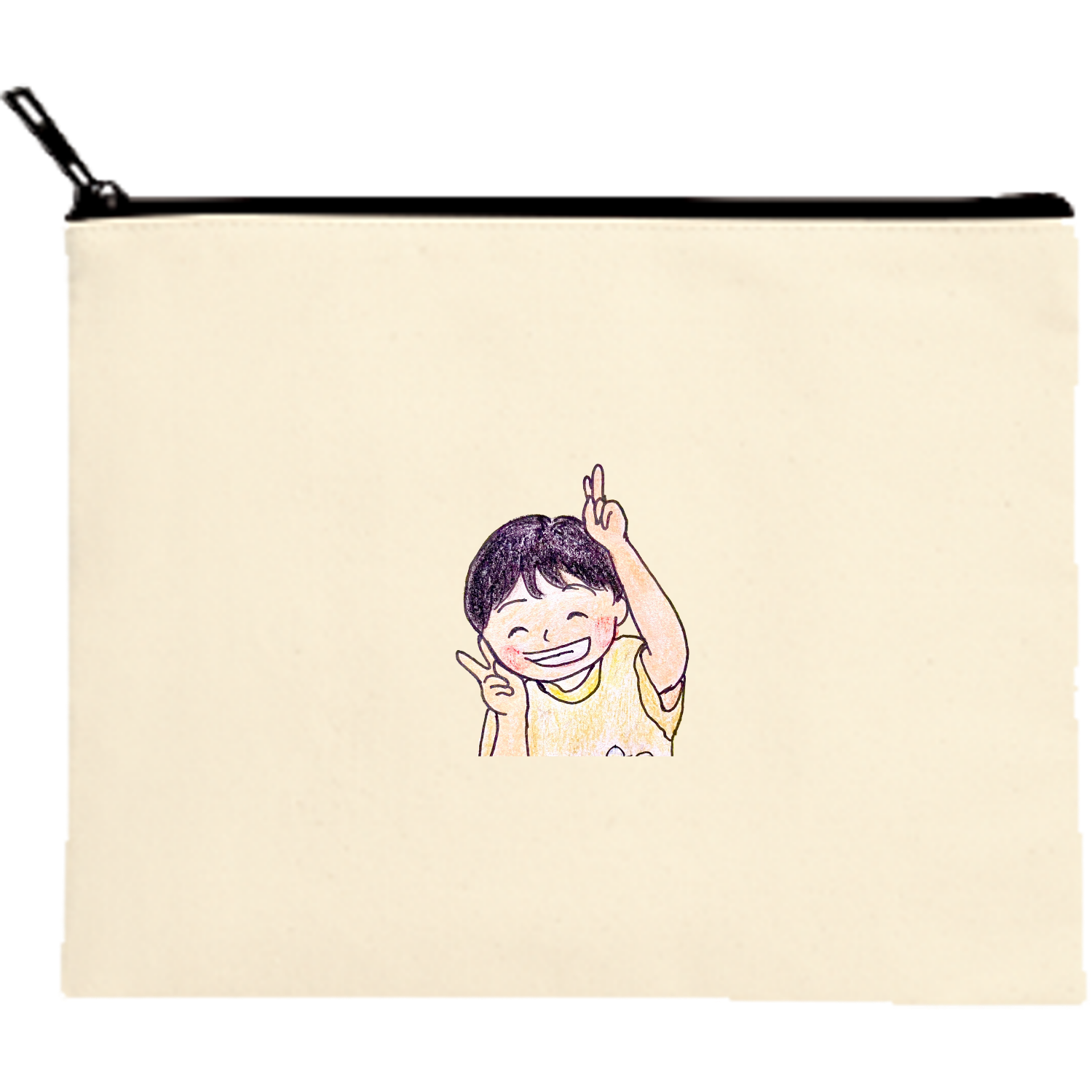 こどものイラスト キャンバスポーチ（M）【白プリント有】