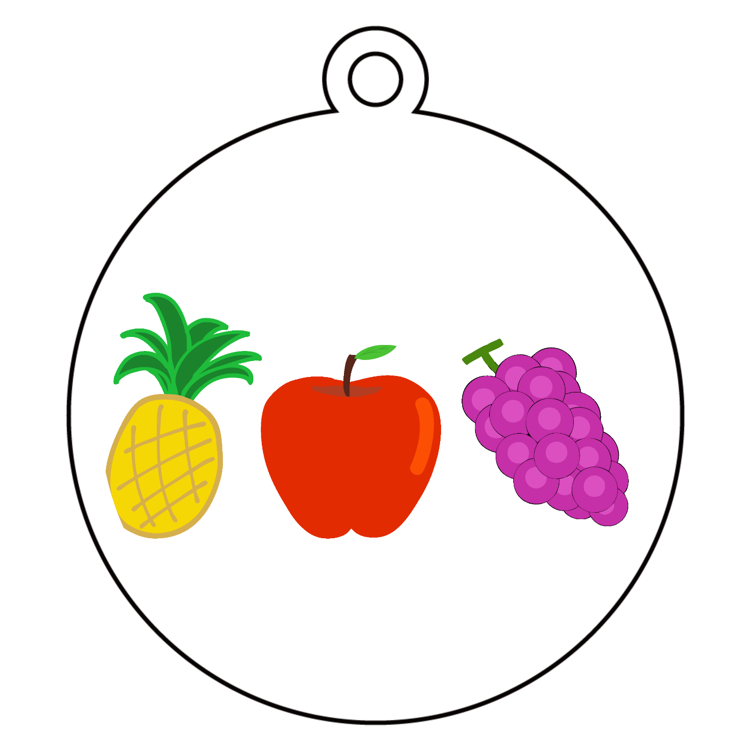 可愛いフルーツのイラスト アクリルキーホルダー　丸型 (6cm)