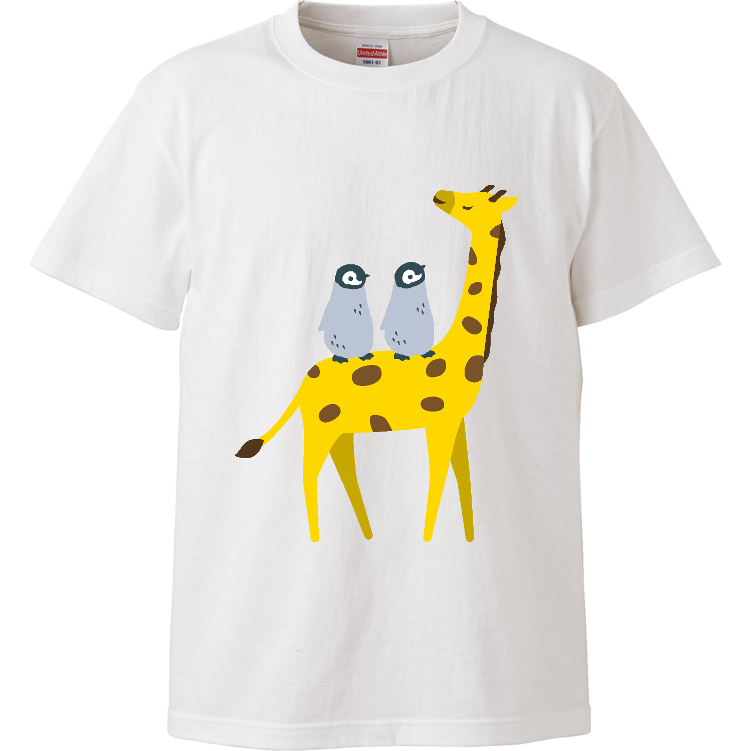 キリンくんとお散歩するエンペラーペンギンくん（ヒナ）ハイクオリティーTシャツ1