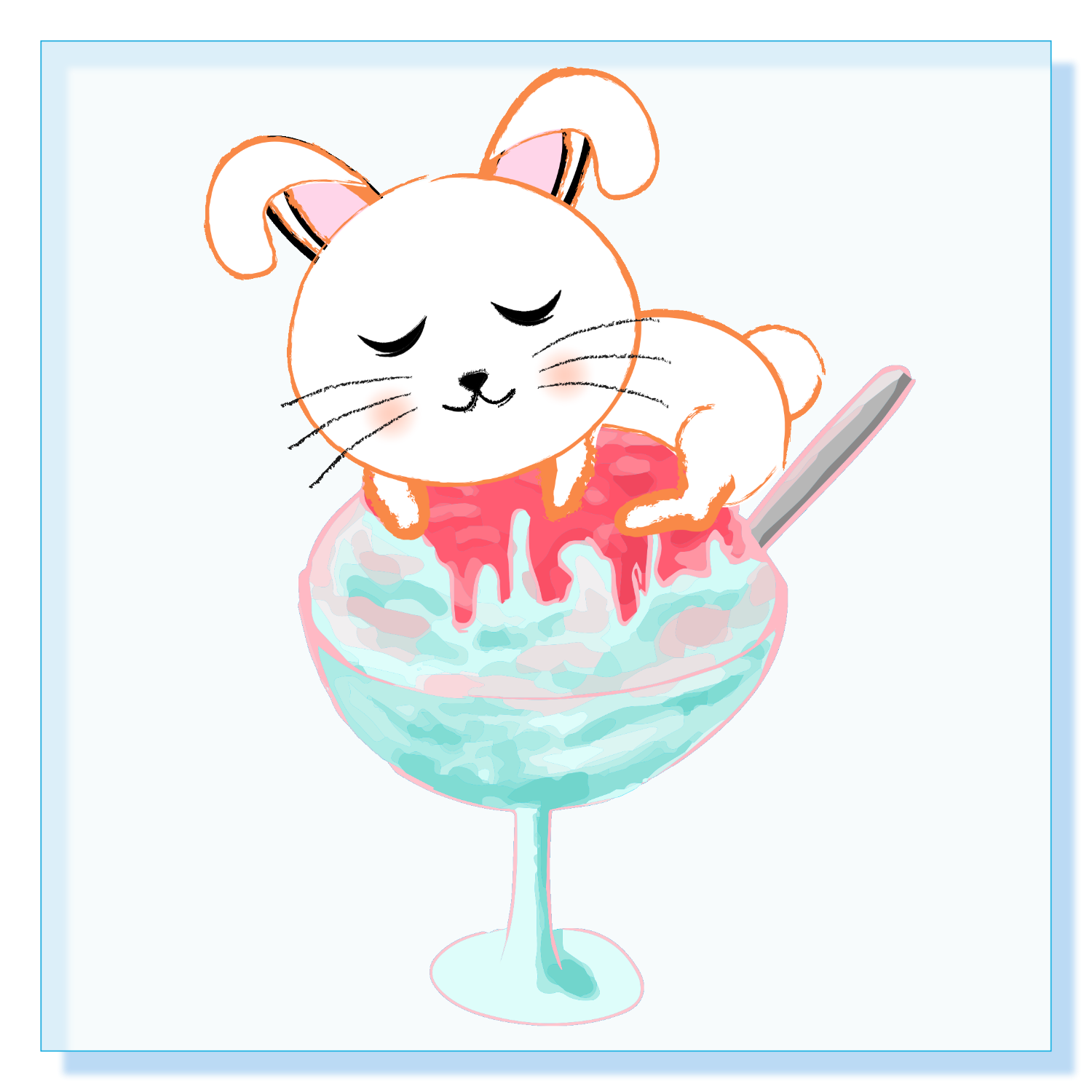 うさぎちゃんのかき氷 パネル｜チコデザ - オリラボマーケット