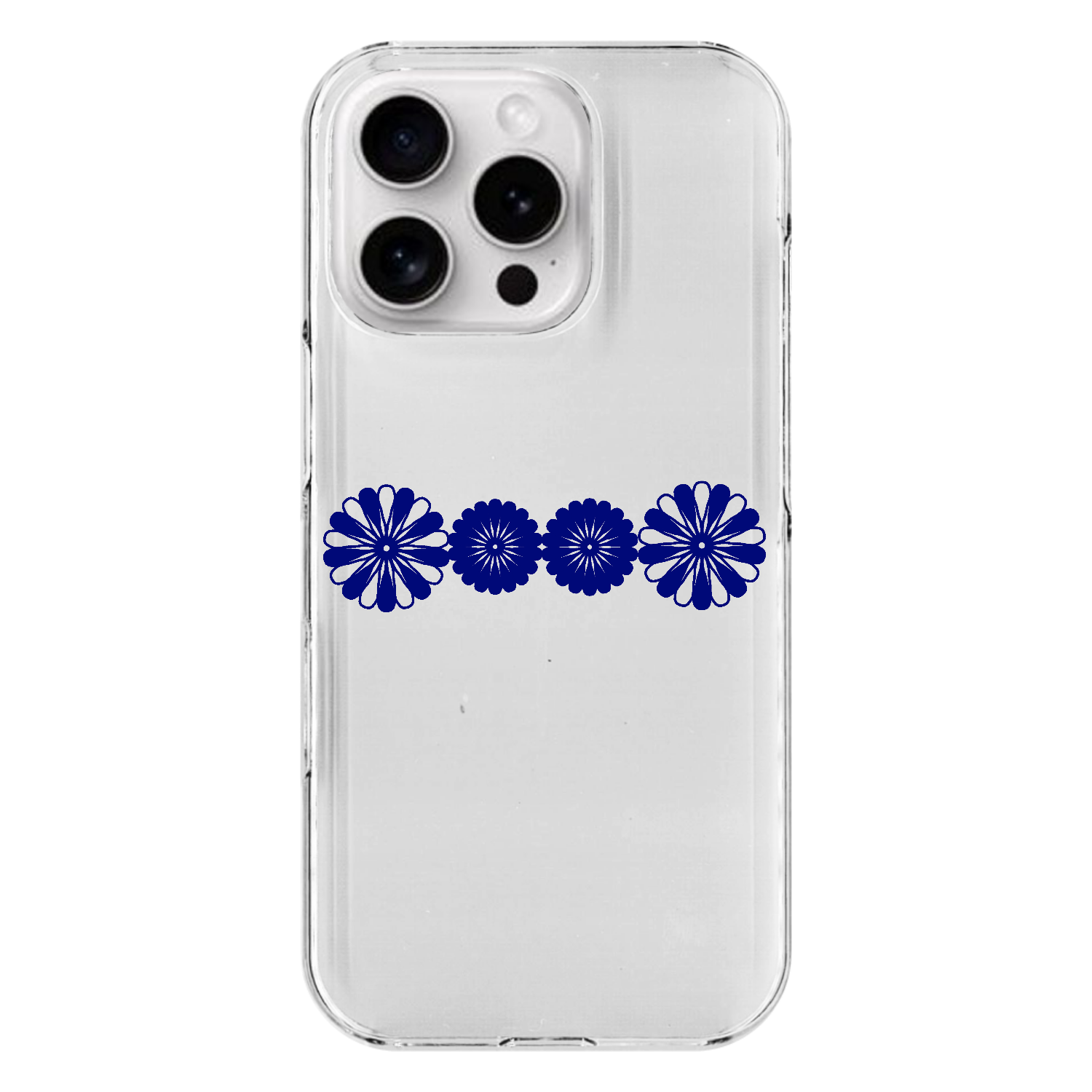 藍花 iPhone16 Pro (透明)(ハードケース)