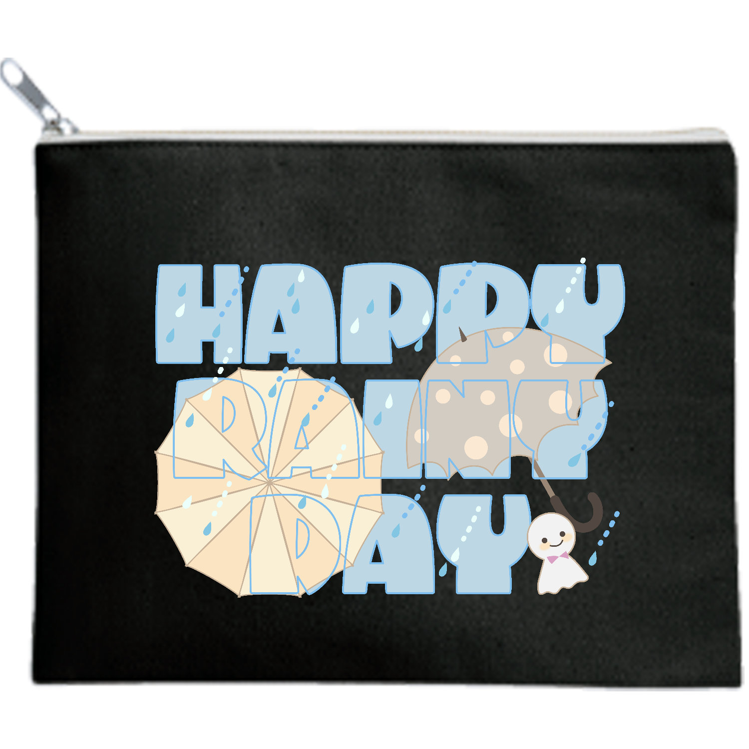 HAPPY RAINY DAYキャンバスポーチ（M）【白プリント有】の商品購入