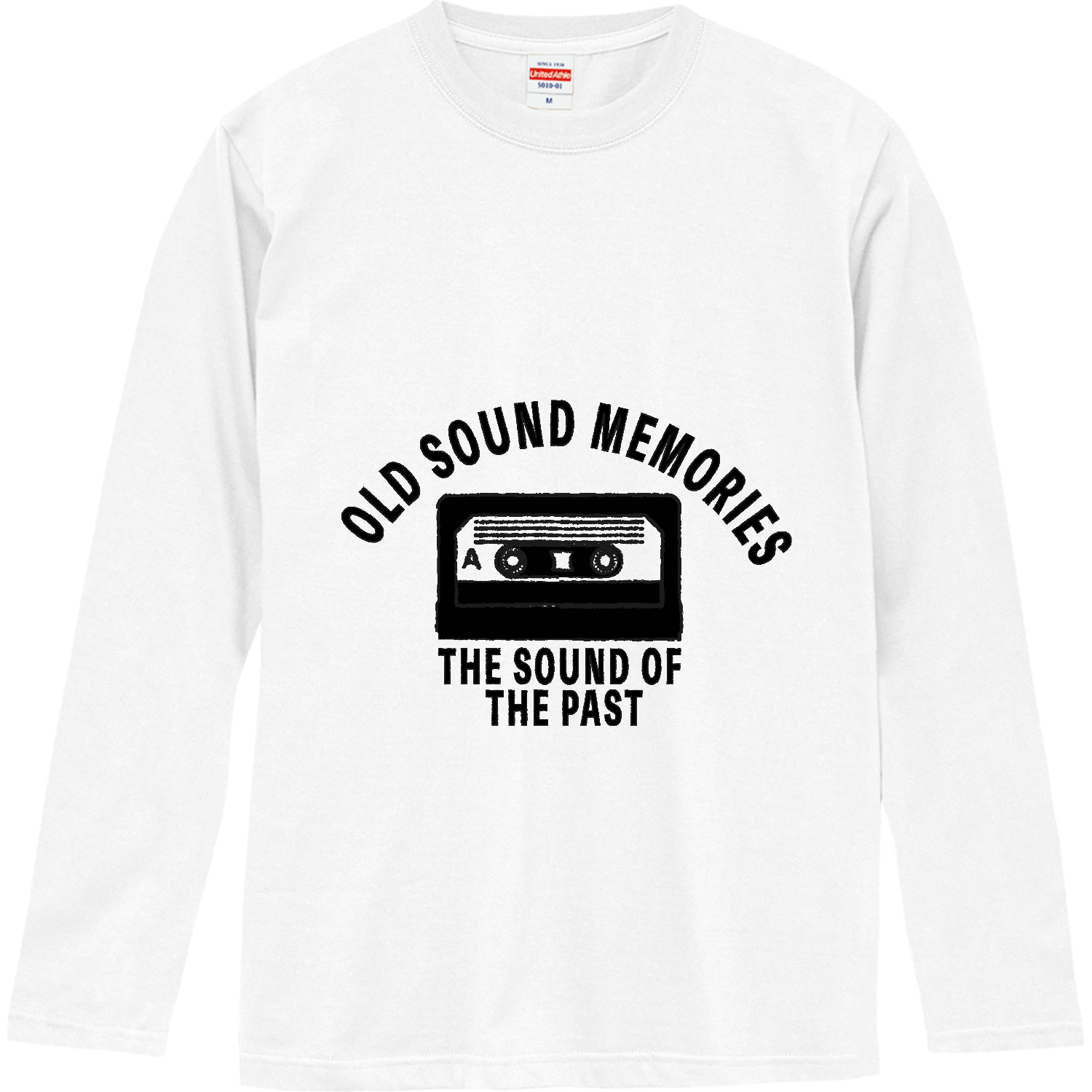 レトロカセットテープのロゴ ロングスリーブTシャツ