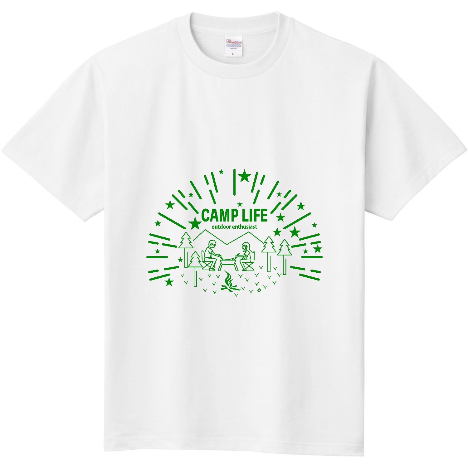 キャンプライフ - 線画アート 定番Ｔシャツ