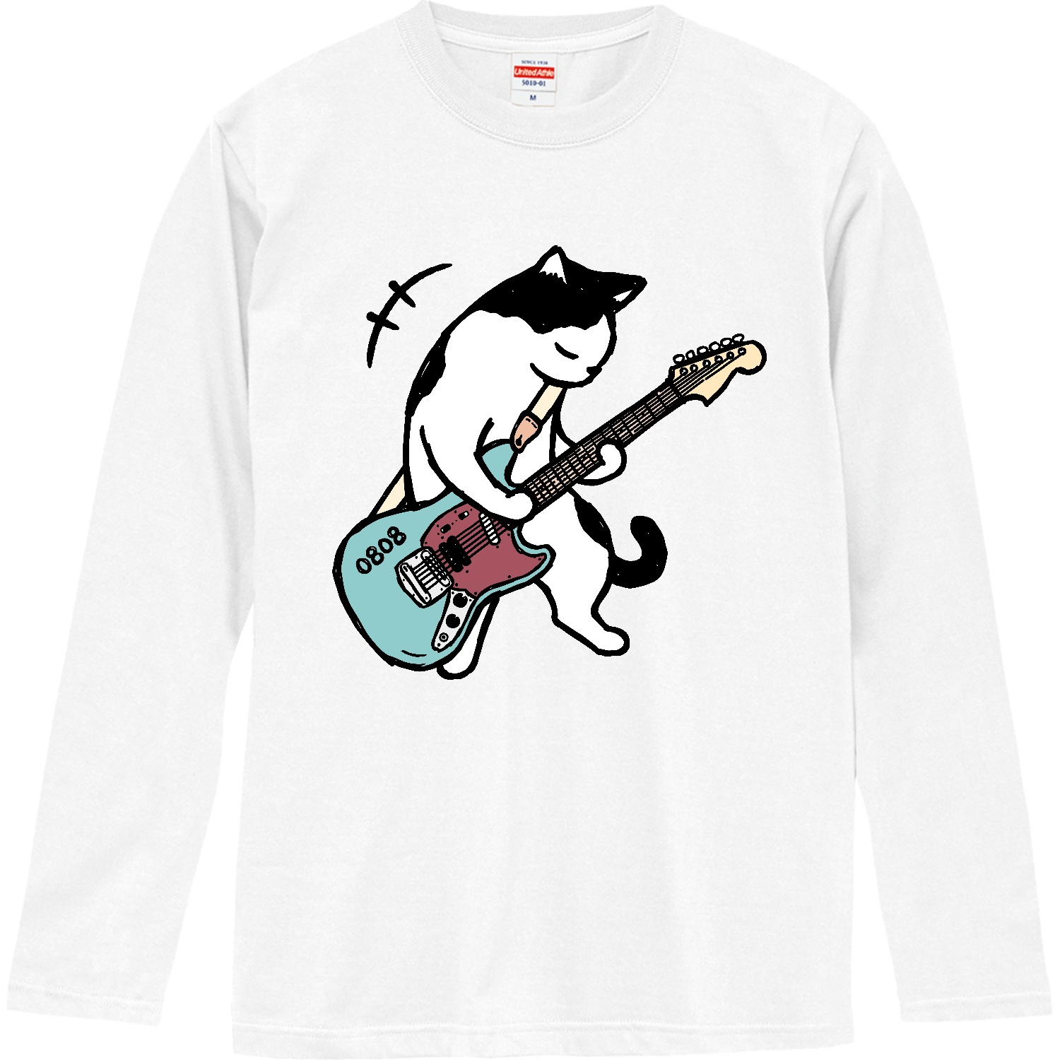 ハチワレ猫くん ギター type02 ロックロングスリーブTシャツの商品購入