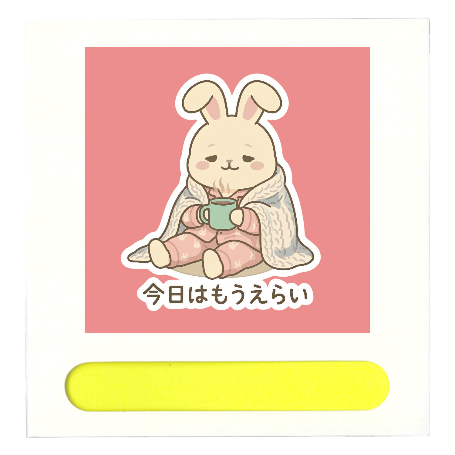 今日はもうえらい｜がんばった日の自己肯定うさぎポケット付箋セット(M