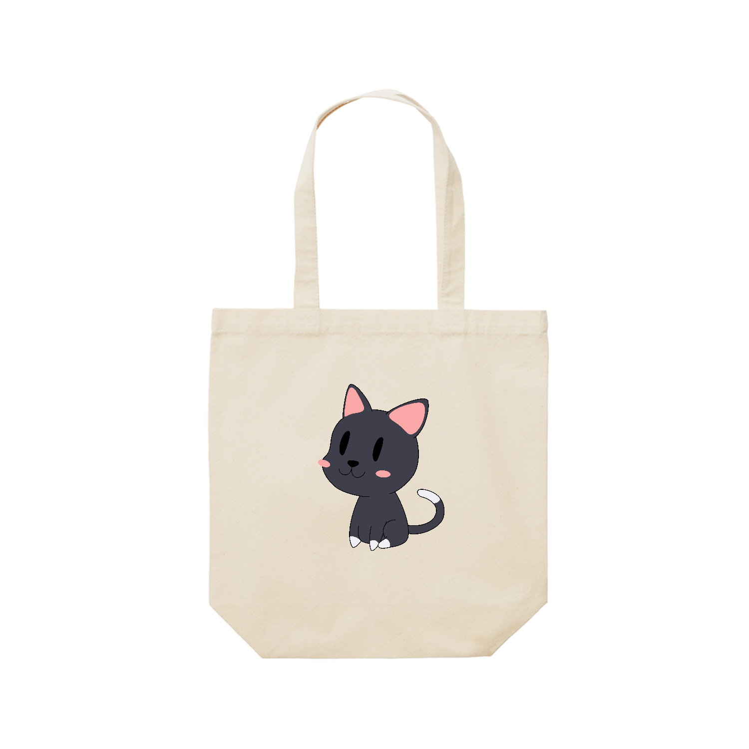 ★専用★♡黒猫ちゃん♡ラウンドトートバック&スマホショルダー ねこさんレギュラーキャンバストートバッグ(M) (フルカラー転写