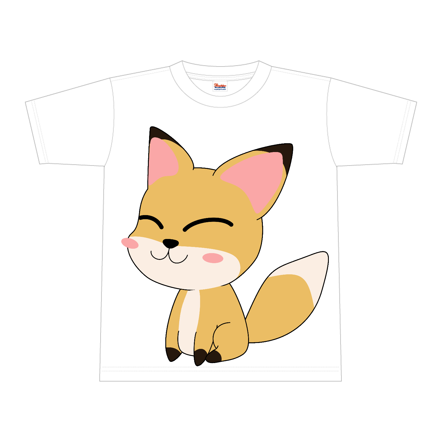 きつねさん 全面インクジェットTシャツ(L)