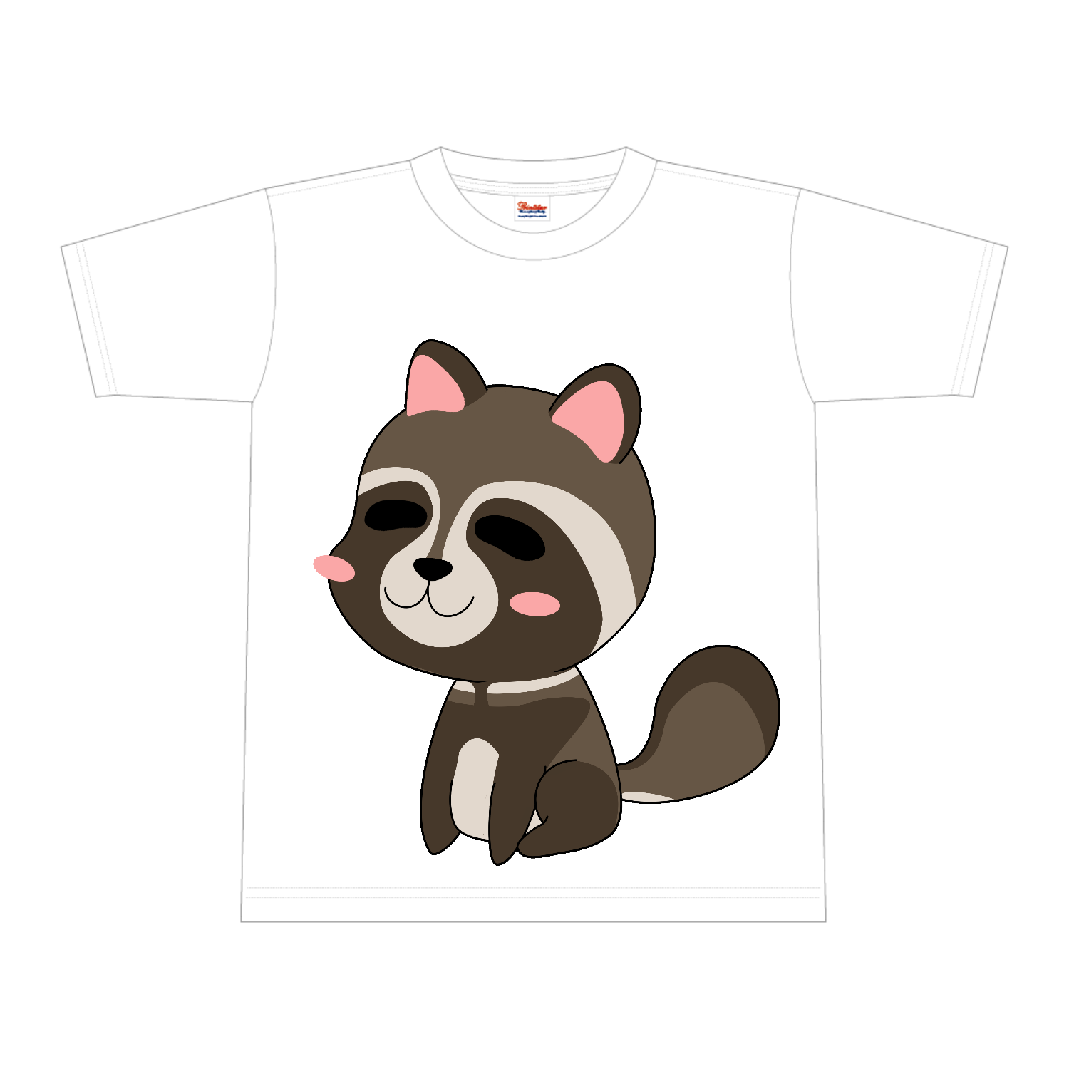たぬきさん 全面インクジェットTシャツ(L)