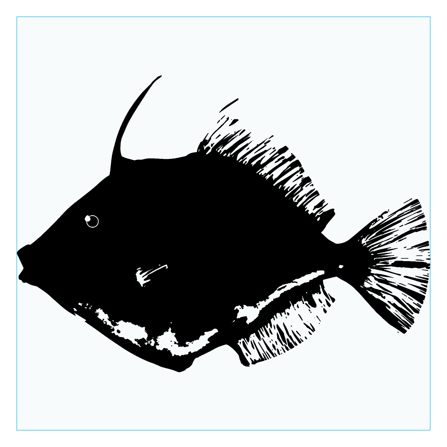 カワハギの魚拓 ダイカットアクリルキーホルダー(6×6cm)
