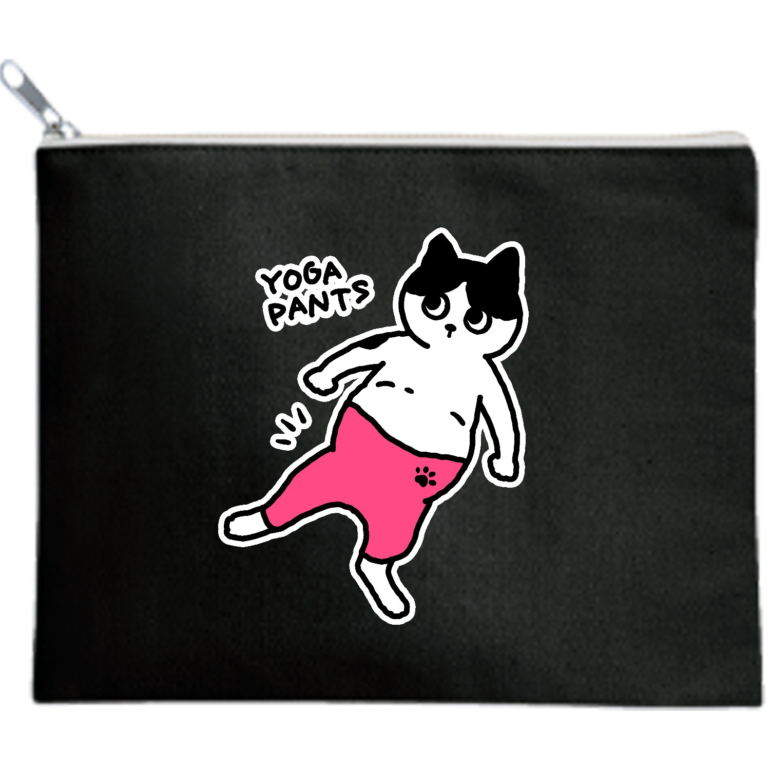 ハチワレ猫くん ヨガパンツ PKキャンバスポーチ（M）【白プリント有