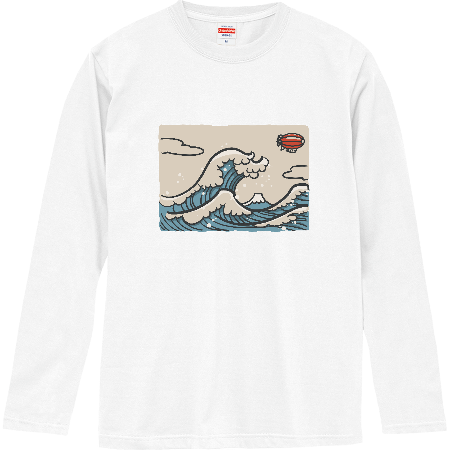 ポップでレトロでちょっと未来な葛飾北斎富岳三十六景 ロングスリーブTシャツ