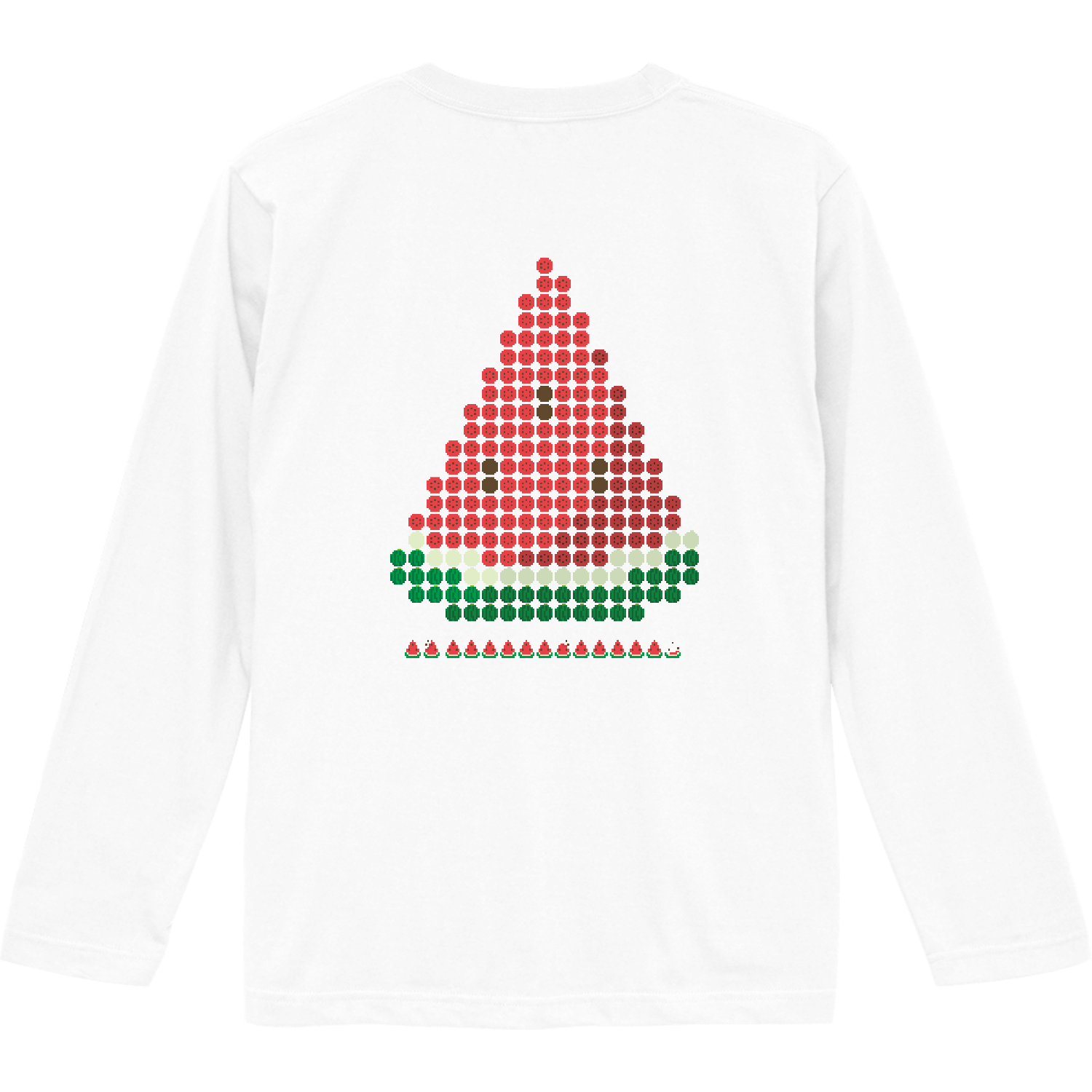 スイカでスイカのドット絵 ロングスリーブTシャツ